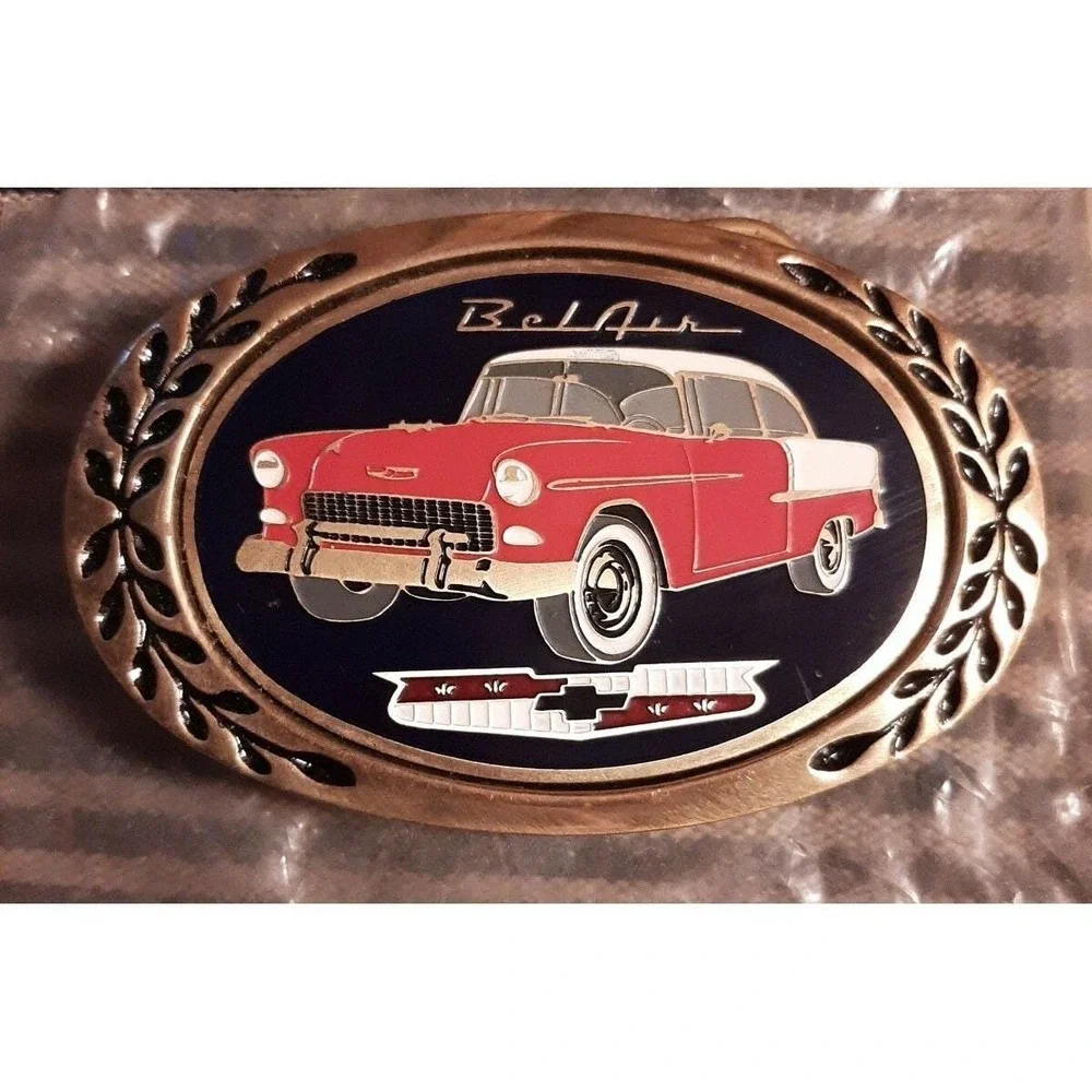 Vintage Heritage Buckles SOLID Brass Bel Air Car Belt‎ Buckle - RARE